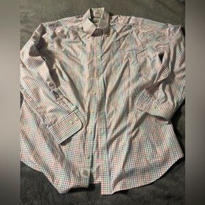 Peter Millar long-sleeve cotton rainbow plaid button-down shirt.